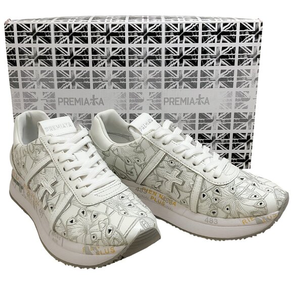 Premiata White Leather Eyelet Conny Sneakers - Picture 6 of 7